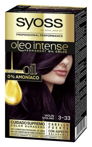 Syoss Oleo Intense - Tinte 3-33 Violín – Coloración permanente Sin Amoníaco – Cobertura profesional de canas – Resultados de peluquería