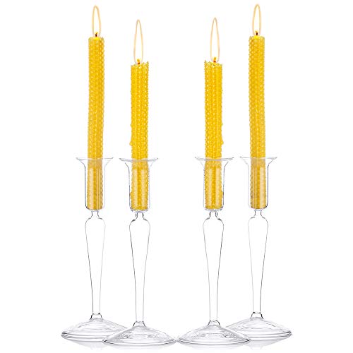Sziqiqi Candelabro De Vidrio De 4 Piezas (1 Juego), Candelabro Minimalista, Candelabro De Salón Mesa De Comedor, Decoración De Cristal para La Parte Central De Mesa De Boda Fiesta, L × 4