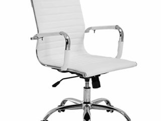 T-LoVendo TLV-SB2 Silla de Oficina de Diseño Ergonomica Reclinable Piel Cuero Sintetico-Blanca, Universal