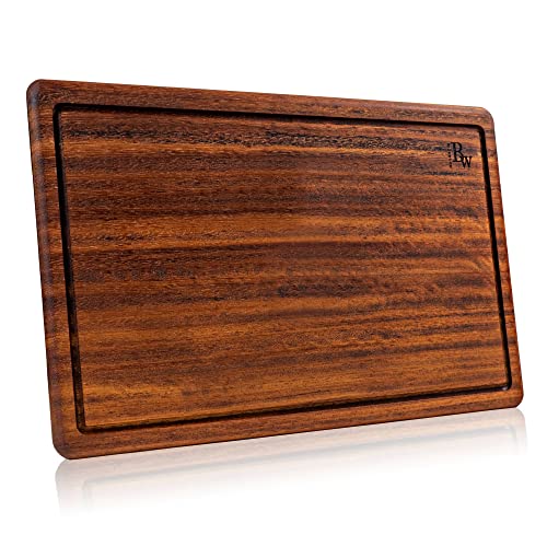 Tabla de cortar de madera grande XXL de un tronco de árbol, tabla de madera de Iroko oriental gruesa con surco, tabla para carne, tabla de cortar, tabla de madera maciza, rústica