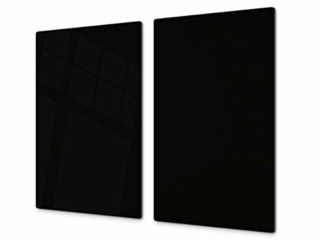 Tabla de cortar decorativa de cristal templado y cubre vitro – Dos en Uno – Resistente a golpes y arañazos – UNA PIEZA (60 x 52 cm) o DOS PIEZAS (30 x 52 cm); D17 Serie En blanco y negro: Black
