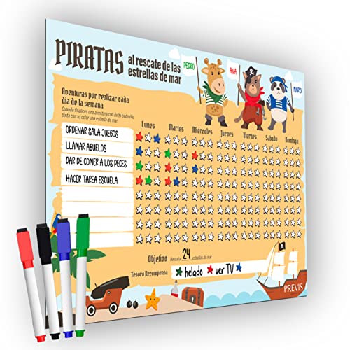 Tabla de Recompensas para Niños en Español A4 21x30cm - Pizarra para Aprender Magnética - Fomenta el Buen Comportamiento de los Niños - Calendario Infantil de Tareas - Ideal para Nevera y Escritorio