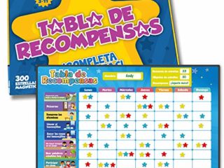 Tabla de Recompensas para Niños - Pizarra Magnética de Estrellas Inspira el Buen Comportamiento - para Pared o Frigorífico. Incluye 80+ Tareas y 300 Estrellas – Versión Actualizada, en Español