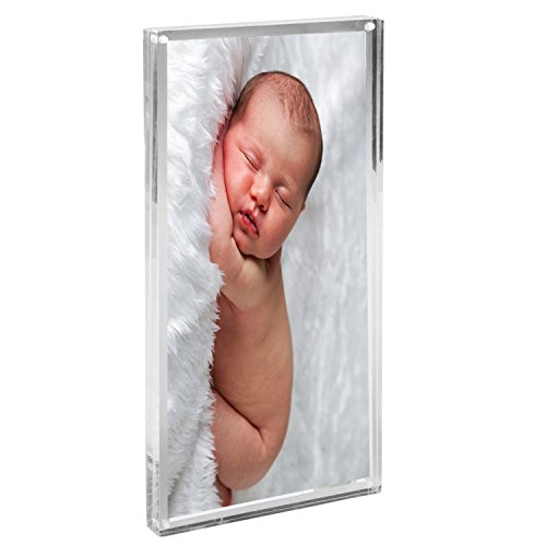 Tableau Cadre Plexiglass Magnetique,Acrylique Cadre Photo avec Fermeture Magnetique, Transparent 4x10"