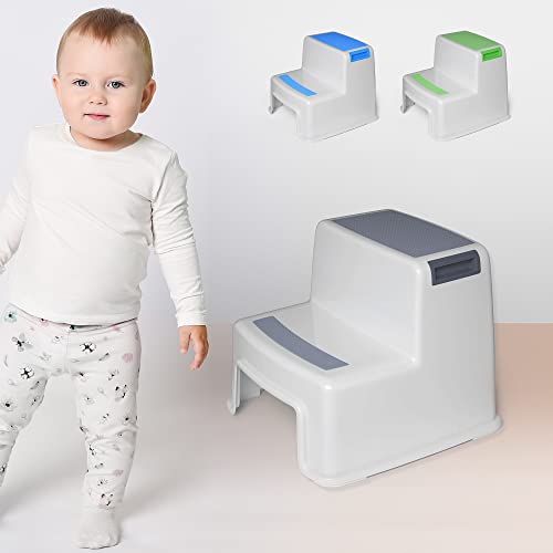 Taburete baño niños de BEARTOP | Muy Estable (hasta 100 kg) | con 2 peldaños | Superficie Antideslizante | Escalon Infantil, banqueta baño, Taburete Plastic | Garantía de satisfacción (3 Años)*