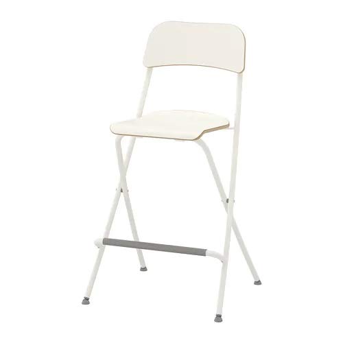 Taburete de bar FRANKLIN con respaldo plegable, color blanco y plateado