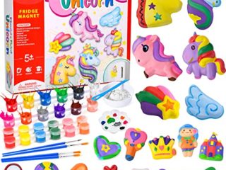 Tacobear 18piezas Unicornio Escayola para Pintar Unicornio Figuras de yeso para Pintar Imanes Manualidades Creativo Juguete Cumpleaños Princesa Regalo para Niña 4 5 6 7 8 9 años