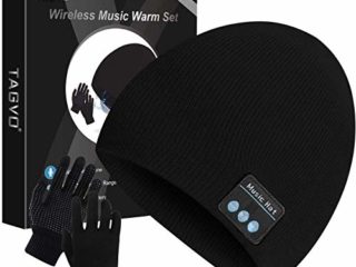 TAGVO Gorro Bluetooth V5.0 con Conjunto de Guantes con Pantalla táctil, Gorro de música inalámbrico de Punto cálido de Invierno con micrófono inalámbrico para Correr esquí Senderismo,Regalo Navidad