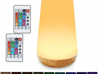 Taipow Lámpara de Mesita de Noche, Luz Bebe Nocturna Infantil, Lamparas Colores Regulable LED, Luze USB Bateria Recargable sin Cable, Control Remoto y Tactil, para Dormitorio, Niños, Habitación