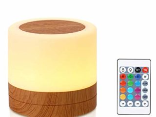 Taipow Luz Nocturna de LED, Mini Lámpara de Mesita de Noche, Control Remoto, Control Tactil, Temporizador, Regulable, USB Recargable, Cambio de Colores, para Niños Habitación