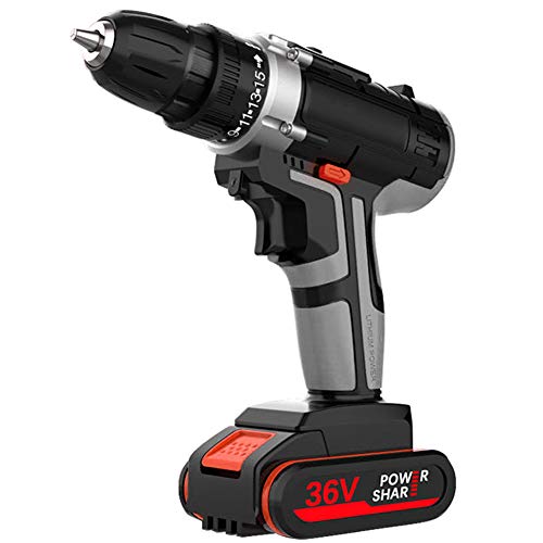 Taladro Atornillador, Destornillador Eléctrico 36V Taladro Percutor a Batería Avanzado 15+1 con Luces LED Velocidad Ajustable Recargable de Iones de Litio, para Taladrar, Atornillar, DIY,1 Battery