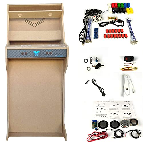 TALENTEC Kit para Mueble Arcade de 24” en Madera DM + metacrilato acrílico + componentes. Botones de 28mm y Joystick de Tipo español