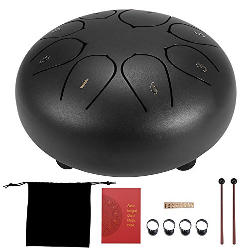 Tambor de lengua de acero, SUNASQ Instrumento de percusión Handpan Drum Handpan de 6 pulgadas y 8 tonos con baquetas y bolsa de transporte, ideal para yoga, meditación, alivia el estrés.