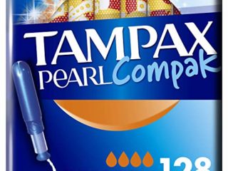 Tampax Pearl Compak, 128 Unidades, Super Plus, Tampones con Aplicador que Ofrecen Comodidad, Protección y Discreción