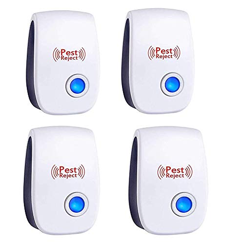 TanBao Repelente Ultrasonico, [4-Pack] Electrónico Repelente Cucarachas para Interiores, Repelente Mosquitos Insectos Ultrasonico Anti Moscas, Arañas, Ratones (Blanco)