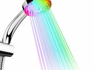 TankerStreet Alcachofa de Ducha Led Cabeza de Ducha 7 Colores Automático Cambia de Color Luz Cambiantes Handheld Mano Sensor Grifo Seguro Hermoso Práctico Boquilla de Baño Decoración 26,3x9,2x6,5cm
