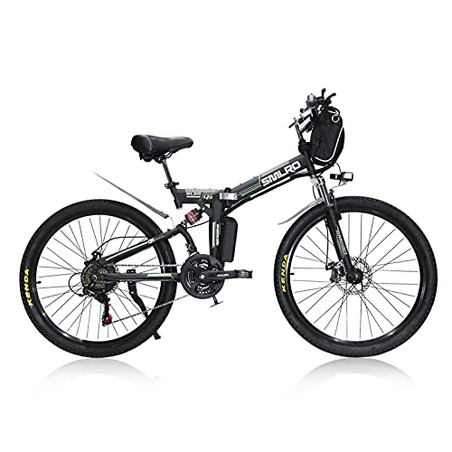 TAOCI Bicicleta eléctrica plegable para hombre/mujer, ruedas de 26 pulgadas, 48 V, urbana, trekking, MTB, IP54, diseño impermeable, para adultos, bicicleta eléctrica, viajes diarios, color negro