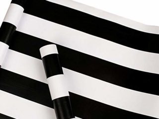 Taogift Papel de contacto con rayas blancas y negras de vinilo autoadhesivo para aparador, cajón, gabinetes, forro, papel de pared, adhesivo extraíble (17.7 x 117 pulgadas)