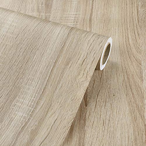 Taogift Papel Tapiz Autoadhesivo de Papel de imitación de Madera Clara de Vinilo para Muebles de Cocina, armarios, estantes, tocador, cajón, Armario, Armario, calcomanía 40CMX3M