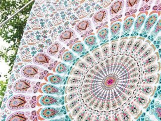 Tapiz de pared para colgar con diseño de mandala estilo hippie para el dormitorio, marca Aakriti Gallery (213,3 cm x 139,7 cm), 100% algodón, Rosa, 85x55 inches