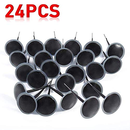 Tapón para reparación de pinchazos de neumáticos de coche, clavo, setas, con cable de 5 mm, de goma universal para coche, moto, lote de 24 unidades – apto para reparar agujeros de 4 a 6 mm