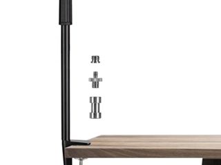 TARION Soporte de luz de Escritorio con Tornillos de 1/4"3/8" para Anillo de luz Montaje en Mesa Soporte de Clip en Forma de L Ajustable 14-25 pulg
