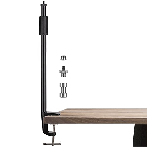 TARION Soporte de luz de Escritorio con Tornillos de 1/4"3/8" para Anillo de luz Montaje en Mesa Soporte de Clip en Forma de L Ajustable 14-25 pulg