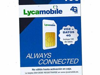 Tarjeta SIM de Lycamobile 5€ + 5 (10€ en Total) | ACTIVACIÓN BIOMÉTRICA (con Selfie + DNI, NIE O Pasaporte)