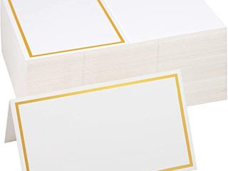 Tarjetas de Lugar, Tarjetas de Mesa Blanco Tarjetas de Asiento con Borde de Lámina de Oro para Bodas, Banquetes, Cenas, Fiestas y Festivales 100 Piezas 8,5 x 5 cm