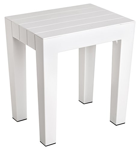 Tatay banqueta Rectangular Fabricada en Polipropileno Texturizado Blanco, con Acabado Efecto Madera. Protección Anti-UVA, Apta para Interior y Exteriores. Medidas 38x29x41m5 cm