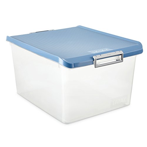 Tatay Caja Almacenaje Multiusos con Tapa, 35 L de Capacidad, Con Asas, de Polipropileno, Libre de BPA, Azul Paloma, Medidas 38 x 48 x 26 cm