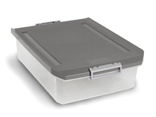 Tatay Caja Almacenaje Multiusos con Tapa, Bajo Cama, 32 L de Capacidad, Con Asas , de Polipropileno, Libre de BPA, Gris, Medidas 40 x 57 x 18 cm