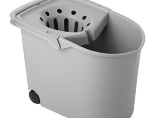 Tatay Cubo de Fregona con Ruedas, de PP, Libre de BPA, Escurridor por Presión, con Asas. Fabricado en España. Color Gris