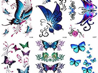 Tatuajes temporales de mariposas para mujeres, 6 piezas por Yesallwas, tatuajes falsos adhesivos para brazos, hombros, tatuajes corporales sexys, 6 cm x 10,5 cm / 2,36 x 4,13 pulgadas (LxW) (A)