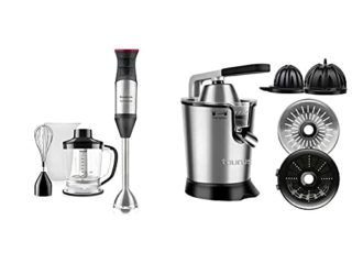 Taurus Bapi 1200 Plus Inox Batidora de Mano, 1200 W, Bate y Pica Hiello, Agarre Ergonómico + Easy Press Exprimidor Electrico, Acero Inoxidable