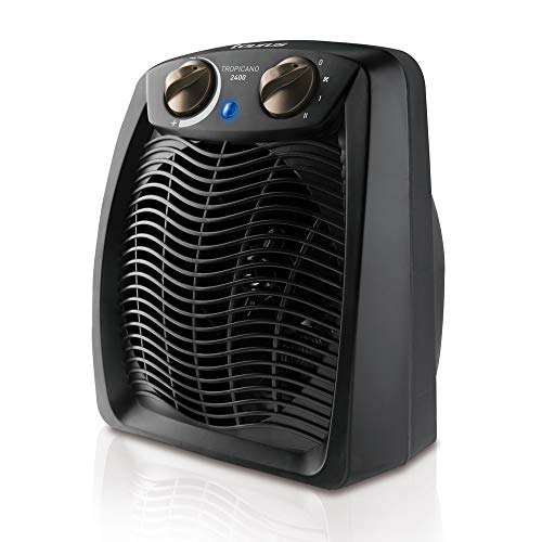 Taurus Tropicano 2400 Calefactor, termoventilador, 2 potencias de calor + ventilador, 2400W, asa de transporte, termostato ajustable, silencioso, diseño negro