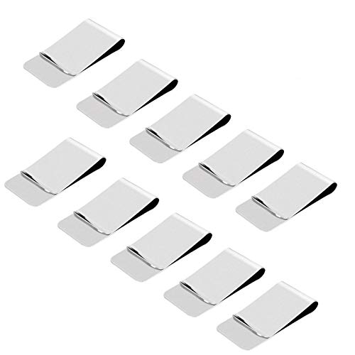 TAZEMAT Clip de Dinero de Metal 10 pcs Clip de Dinero Plateado Pinza de Billetes Metálica Delgada Acero Innoxidable y Cobre para Efectivos Tarjeta de Crédito Clasificación de Documentos Hombre Mujer