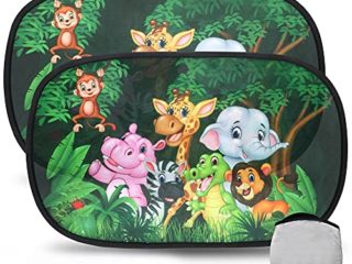 TBoonor Parasol Coche Infantil Parasol Coche Bebe Parasoles Autoadhesivos Coche Sun Shade con Protección UV para Proteger del Sol a Bebés y Mascotas tamaño de 51x31 cm (Verde negro-2pack)