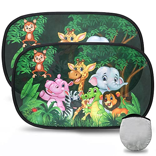 TBoonor Parasol Coche Infantil Parasol Coche Bebe Parasoles Autoadhesivos Coche Sun Shade con Protección UV para Proteger del Sol a Bebés y Mascotas tamaño de 51x31 cm (Verde negro-2pack)