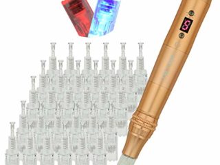 TBPHP P20 Eléctrico Dermapen Microagujas Pen 2 Colores Led Bolígrafo eléctrico con pantalla LCD para el tratamiento de la pérdida de cabello cicatriz acné cicatrices(30 cartuchos)-Dolado