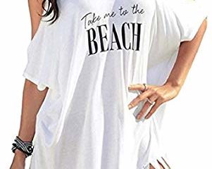 TBSCWYF Vestido de Playa Mujer Suelto Pareos Playa V-Cuello Camisolas y Pareos Bikini Traje de Baño Cover up Tunica Talla Grande Vestido Suelto de Bikini Mujer Ropa de Baño (Blanco)