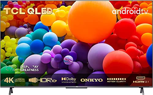 TCL QLED 65C721- Smart TV 65" con 4K HDR Pro, Android TV 11.0, Wifi, Game Master, Dolby Vision & Atmos, Sistema de Sonido Onkyo, Motion Clarity, Google Assistant Incorporado & Compatible con Alexa