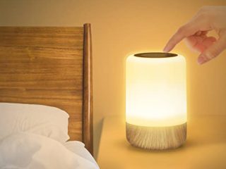 Táctil Lámparas de Mesita de Noche, Lampara Mesita Noche Sin Cables con 8 Colores 3 Modos de Brillo Pilas, Luz Nocturna Led Infantil con Temporizador USB Recargable por Mesa Escritorio