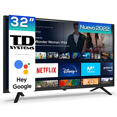 TD Systems - Smart TV Hey Google Official Assistant - Televisores 32 Pulgadas, Control por Voz, Chromecast, 2X HDMI, USB. 3 años de garantía - K32DLC16GLE