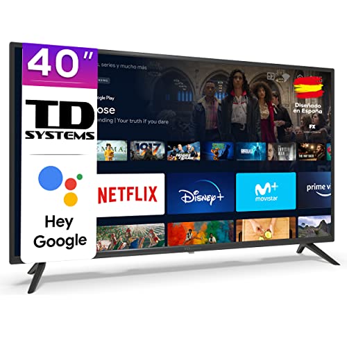TD Systems - Smart TV Hey Google Official Assistant - Televisores 40 Pulgadas, Control por Voz, Chromecast, 3X HDMI, 2X USB. 3 años de garantía - K40DLX15GLE Modelo 2022