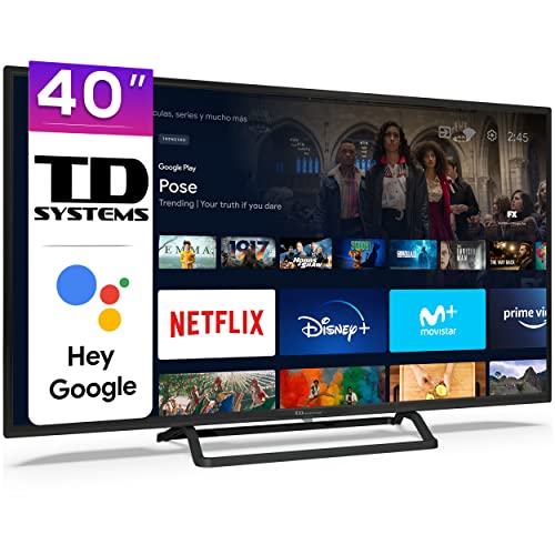 TD Systems - Smart TV Hey Google Official Assistant - Televisores 40 Pulgadas, Control por Voz, Chromecast, 3X HDMI, 2X USB. 3 años de garantía - K40DLX14GLE