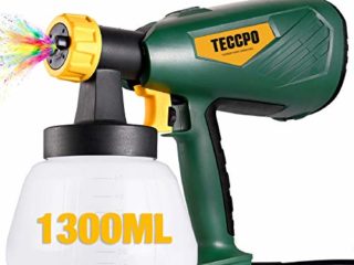TECCPO Pistola de pintura, Nueva Actualización 2021, Gran Capacidad 1300ML, 500W, 3 modos de pulverización, 4 boquillas (1,3 mm, 1,8 mm, 1,8 mm, 2,6 mm) y 3 filtros, Fácil de Pulverizar