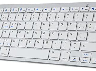 Teclado Bluetooth Español, SENGBIRCH Light Teclado Inalámbrico Portátil para iPhone de iOS, iPad, Samsung, Huawei, Android, Windows y Cualquier Dispositivo con Bluetooth, Teclado Bluetooth (Blanco)