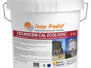 TECNOCEM CAL ECOLOGIC de Tecno Prodist - 5 kg - Mortero a la cal ecológico, Extratranspirable, antihumedad, impermeable y antimoho, para enlucidos y revocos, fácil aplicación, color Blanco.