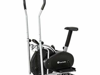 TecTake 1 Maquina Fitness Bicicleta eliptica Gimnasia estatica Entrenador Cardio Gimnasia con Pantalla LCD